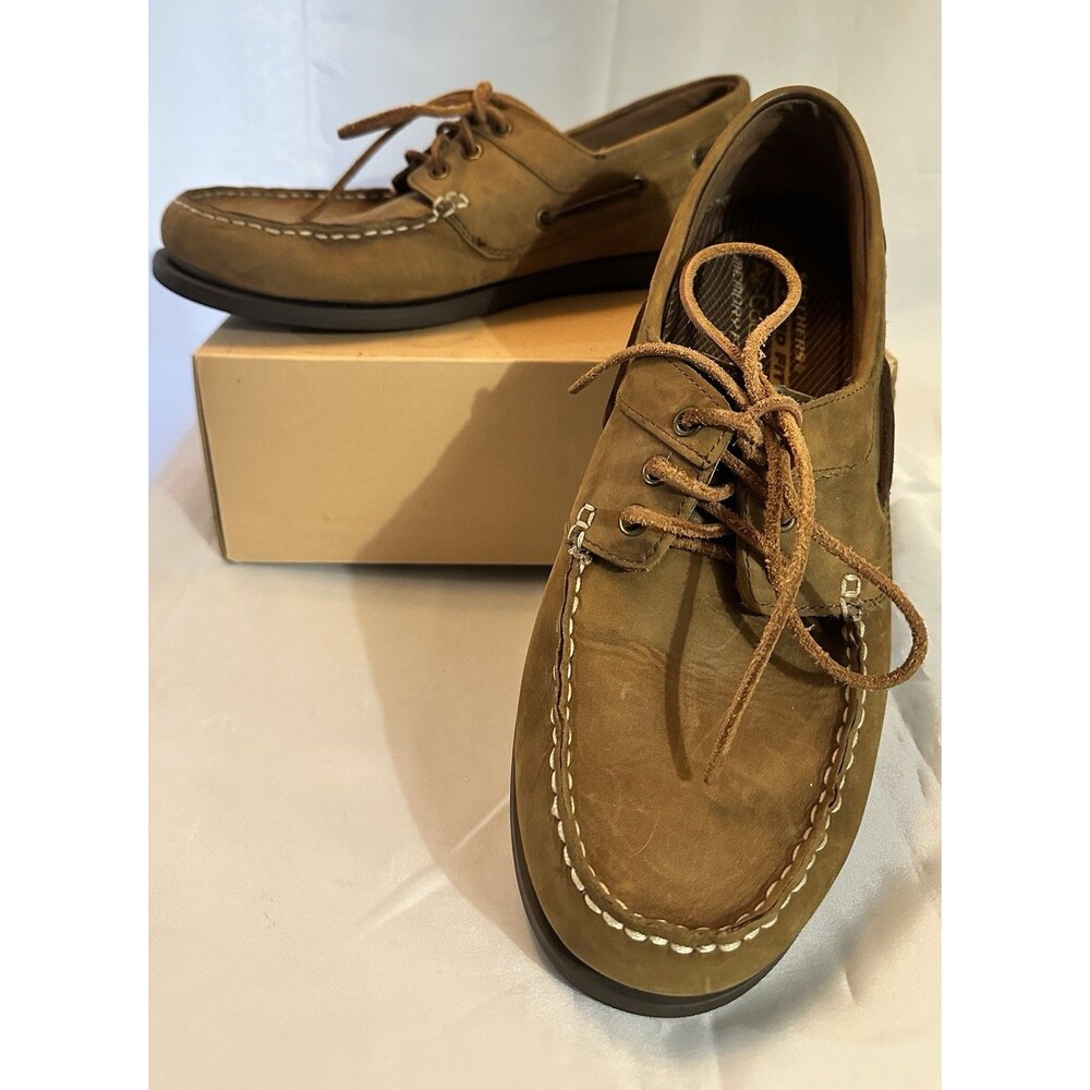 SKETCHERS Brown Leather Boat Shoes Memory Foam Air-Cooled Men’s Size 12